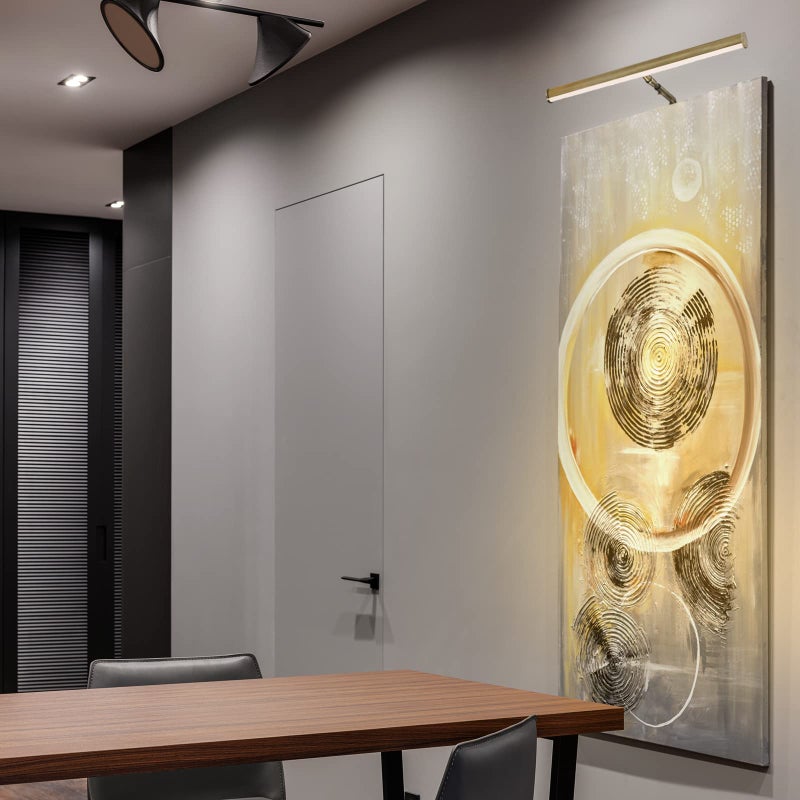 Ciata Picture Light Picture Frame Light Adjustable 14-Inches Integrated LED Art Light, 15 Watt Metal Picture Lights for Wall, Artwork Light with in-line On/Off Switch E12 Candelabra Base Antique Brass - Image 2